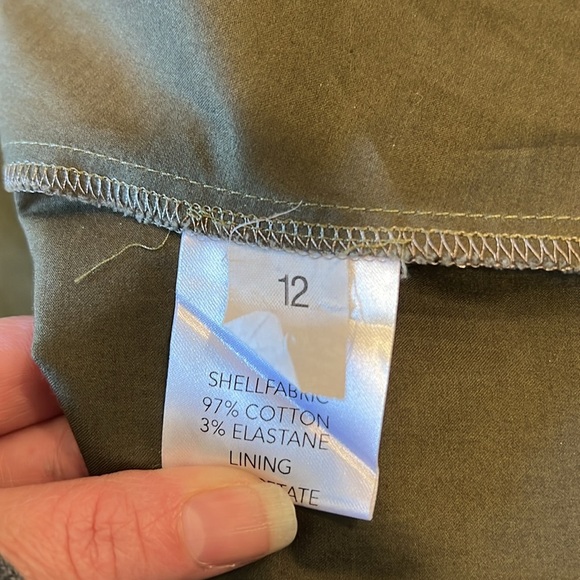 Iris & Ink Olive Green Belted Midi Dress Size 12 - Picture 8 of 8